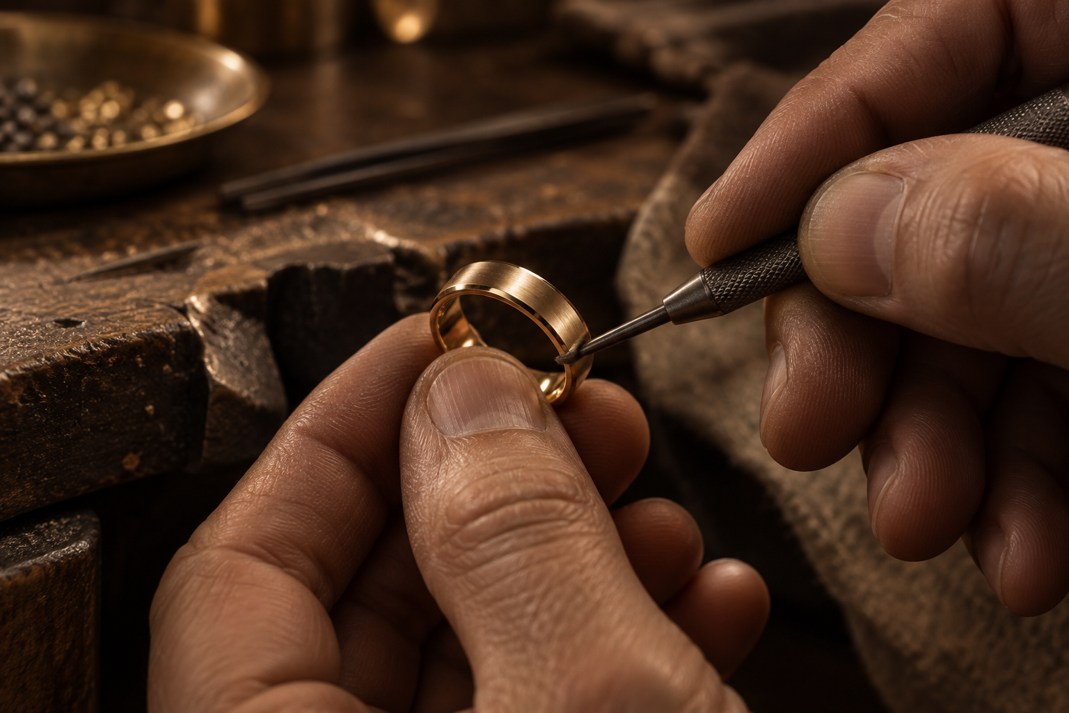Illustrative jewellery craftsmanship close-up